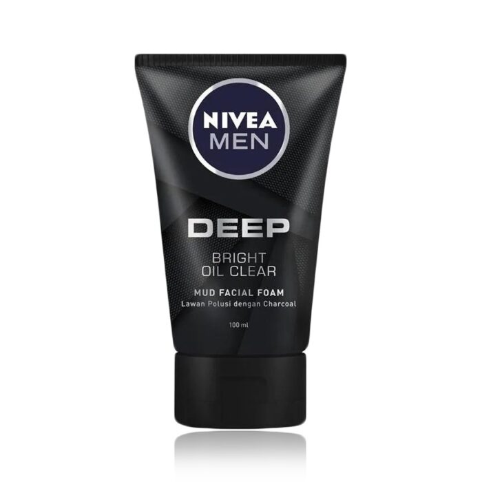 nivea men deep bright oil clear mud facial foam with charcoal