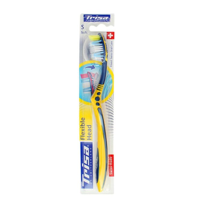 trisa of switzerland flexible head tooth brush soft yellow