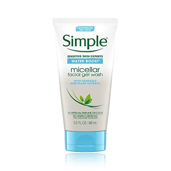 simple dehydrated dry skin sensitive skin experts water boost micellar facial gel wash