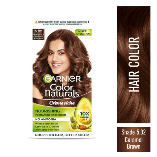 Garnier Color Naturals 5.32 Taapsee's Caramel Brown Nourishing Permanent Hair Color Cream Riche Multi Application 7