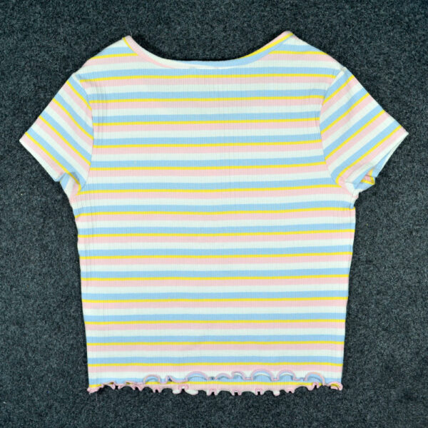 Ovs Kids Oeko Tex Blue Yellow Pink Striped Girls Tops T Shirt 1