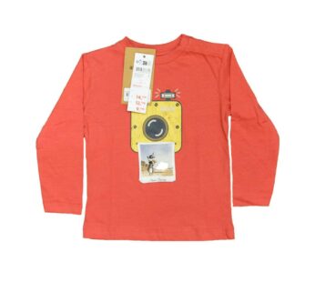 Zy BabyBoy Camera Coral Full Sleeve T-Shirt