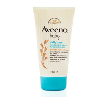 Aveeno baby daily care moisturising lotion for sensitive skin prebiotic colloidal oatmeal protects and moisturises for 24hrs suitable for newborns & also little ones who may be prone to eczema, unscented and dye free