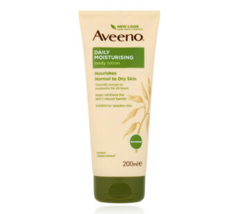 Aveeno DAILY MOISTURISING BODY LOTION Nourishes Normal to Dry Skin Clinically proven to moisturise for 24 hours, helps reinforce the skin’s natural barrier, suitable for sensitive skin