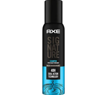 AXE SIGNATURE CHAMPION FRESH AQUA FRAGRANCE BODY DEODORANT 48H DUAL ACTION TECHNOLOGY