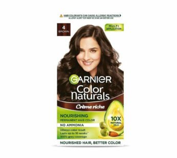 GARNIER Color Naturals 4 BROWN NOURISHING PERMANENT HAIR COLOR MULTI APPLICATION NO AMMONIA Intense color result Lasts up to 10 weeks, 100% grey coverage