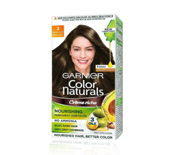 GARNIER Color naturals Creme riche Shade 3 Darkest Brown NOURISHING PERMANENT HAIR COLOR NO AMMONIA