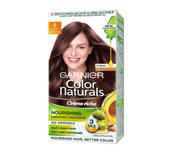 GARNIER Color naturals Creme riche Shade 5 Light Brown NOURISHING PERMANENT HAIR COLOR NO AMMONIA