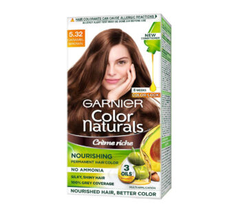 GARNIER Color naturals Creme riche Shade 5.32 Carmel Brown NOURISHING PERMANENT HAIR COLOR NO AMMONIA