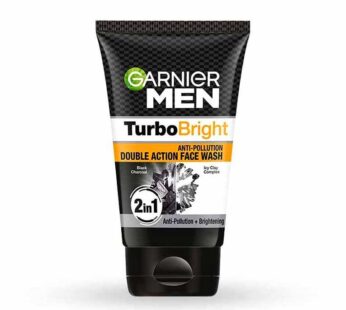 GARNIER MEN Turbo Bright ANTI-POLLUTION DOUBLE ACTION 2 in 1 FACE WASH