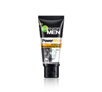 GARNIER MEN PowerWhite anti-pollution double action face wash 2 in 1 with black charcoal and icy clay complex