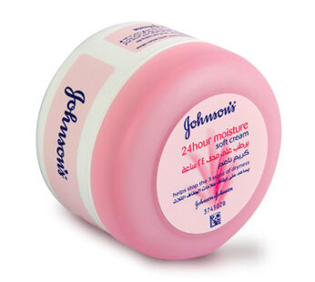 Johnson’s 24hour moisture soft cream, helps stop the 3 signs of dryness