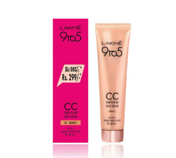 Lakme 9 To 5 Complexion Care Face CC Cream, Bronze, SPF 30, Conceals Dark Spots & Blemishes