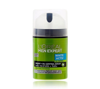 LOREAL MEN EXPERT WHITE ACTIVE OIL CONTROL BRIGHT + OIL CONTROL SERUM MOISTURISER UVA / UVA Protection Powerclear technology FACE CREAM