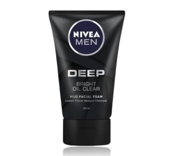 NIVEA Men Face Care Deep Bright Oil Clear Mud Facial Foam Lawan Polusi Dengan Ccarcoal 8 Hours Facial Oil Control