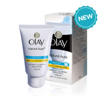 OLAY Natural Aura INSTANT with UV PROTECTION INSTANT GLOWING RADIANCE CREAM, Light, non-greasy formula