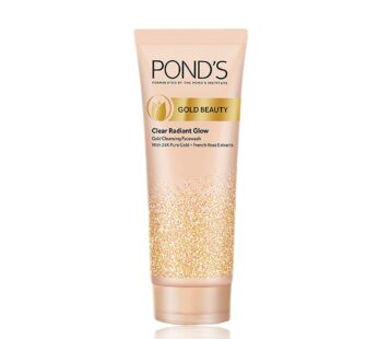 Pond’s Gold Beauty Gold Cleansing Face Wash, 24K Pure Gold, French Rose Extracts, Clear Radiant Glow, Removes Dullness, Illuminated Glow