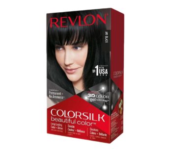 REVLON Colorsilk Beautiful Color Permanent Hair Color with 3D Gel Technology & Keratin, 100% Gray Coverage Hair Dye 1N BLACK