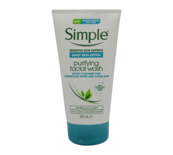 Simple SENSITIVE SKIN EXPERTS DAILY SKIN DETOX purifying facial wash Deeply Cleanses For Controlled Shine And Clear Skin With Thyme Zinc & Witch Hazel For BLEMISH-PRONE, OILY SKIN