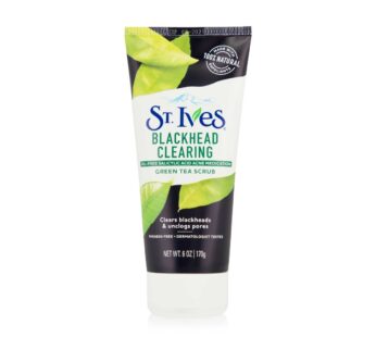 ST. Ives blackhead clearing oil-free salicylic acid acne medication green tea scrub with clears blackheads & unclogs pores, paraben free, dermatologist tested