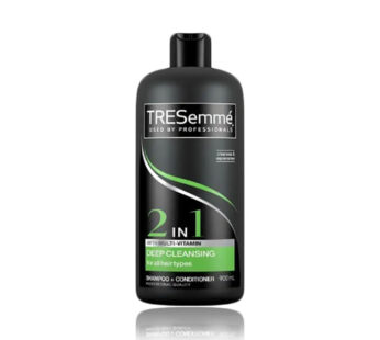 TRESemme 2 IN 1 DEEP CLEANSING Purifies hair and enhances softness For all hair types SHAMPOO + CONDITIONER