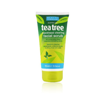 BEAUTY FORMULAS AUSTRALIAN tea tree blackhead clearing facial scrub, an invigorating deep cleansing exfoliating scrub, assists in clearing blackheads, unblocks pores, & lifting dead skin cells